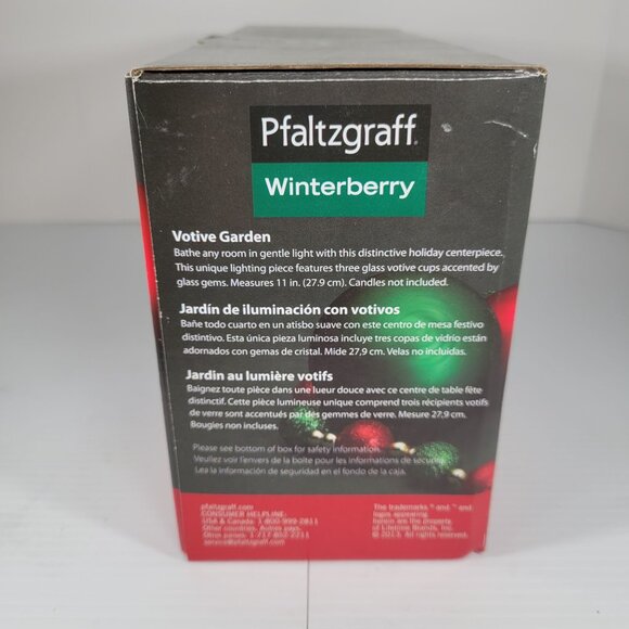 Pfaltzgraff Winterberry Christmas Holiday Votive Garden Set 3 Glass Candle Holde - Picture 7 of 9